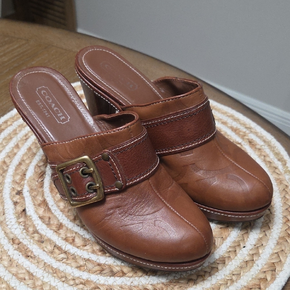 Vintage Coach Y2k Candace Leather Mule Clog Size 9B